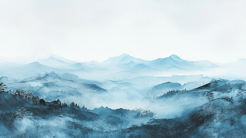 蓝调水墨群山