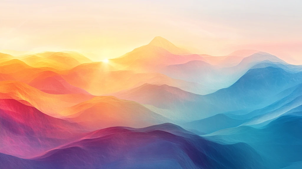 渐变色彩山水画