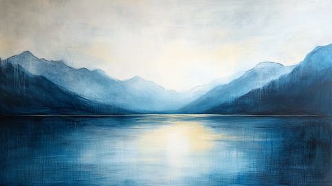 湖畔意境艺术画