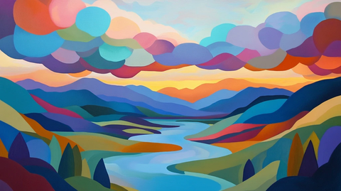 色彩线条色彩山水风景