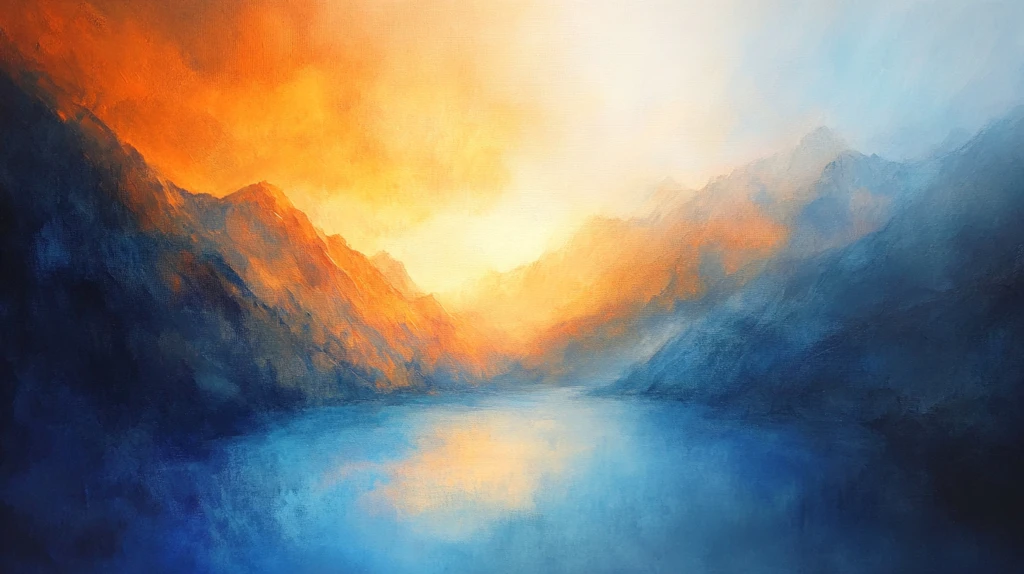 烟雾缭绕意境山水画