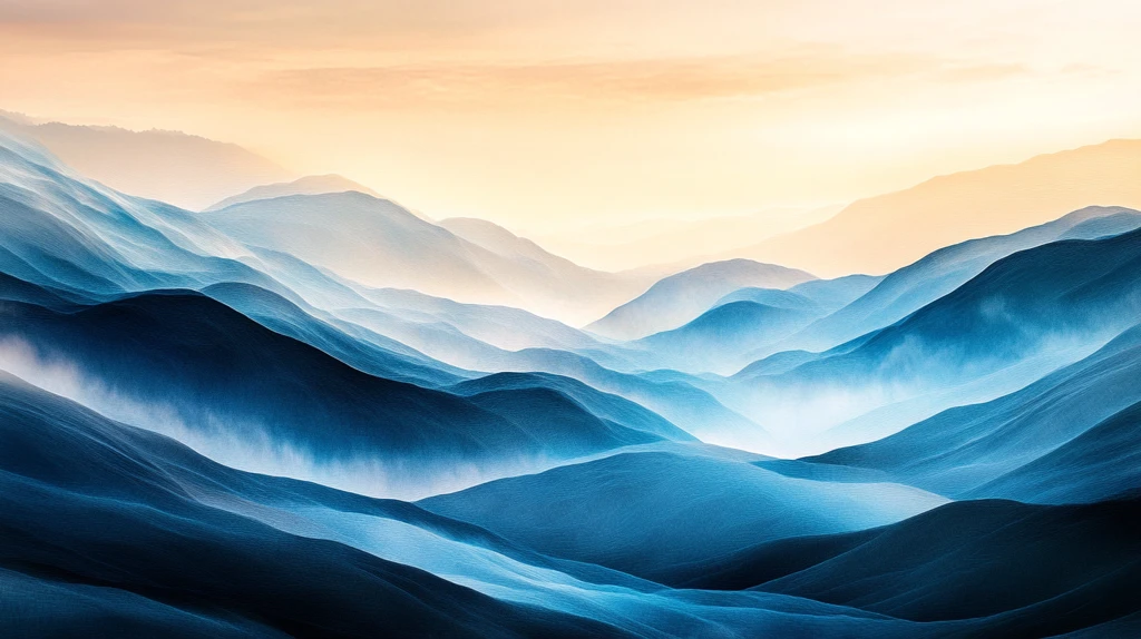 渐变色彩山水画