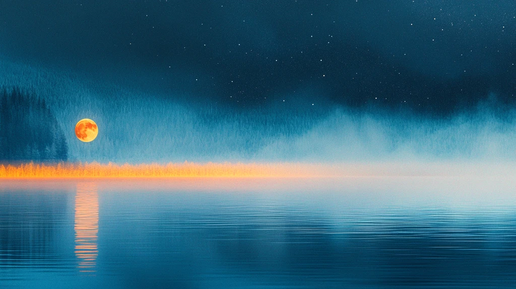 水面倒影月圆之夜