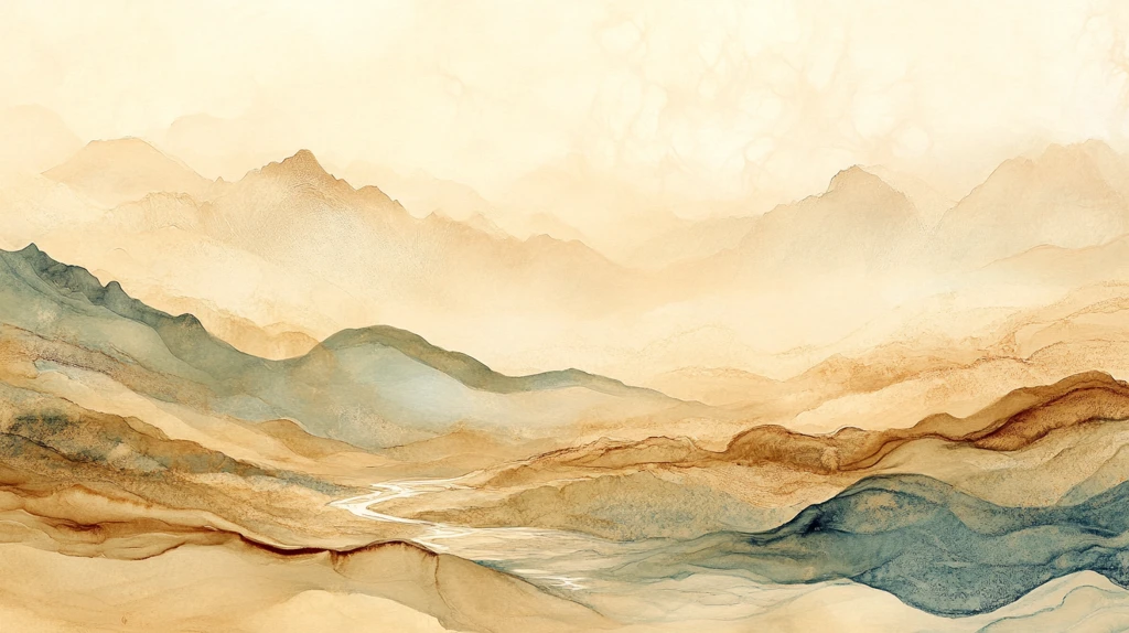 金色水墨群山背景墙