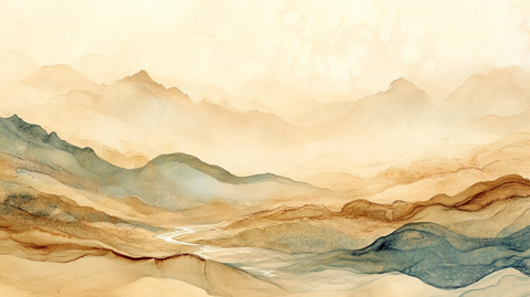 金色水墨群山背景墙