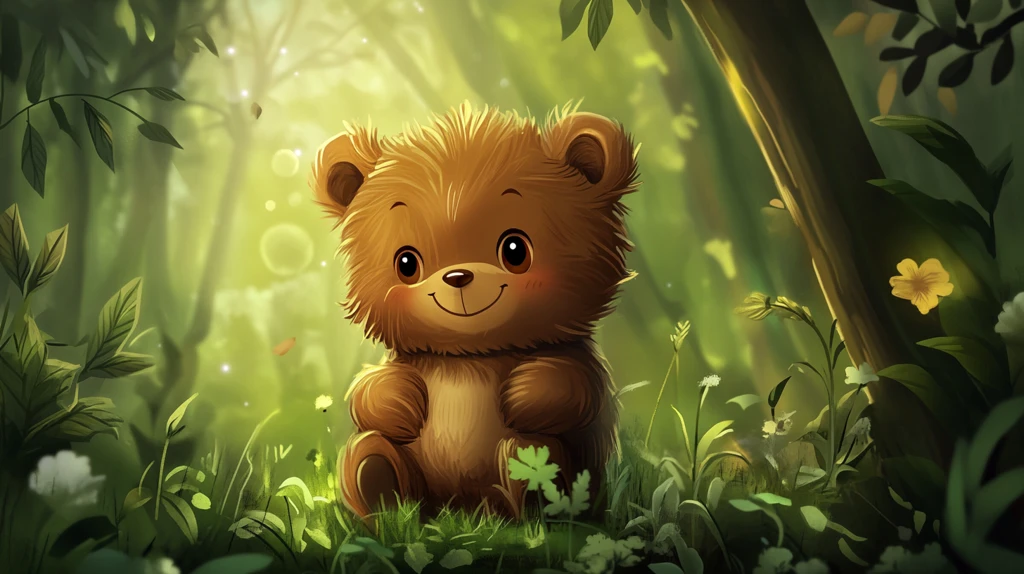 小熊室内野外场景插画