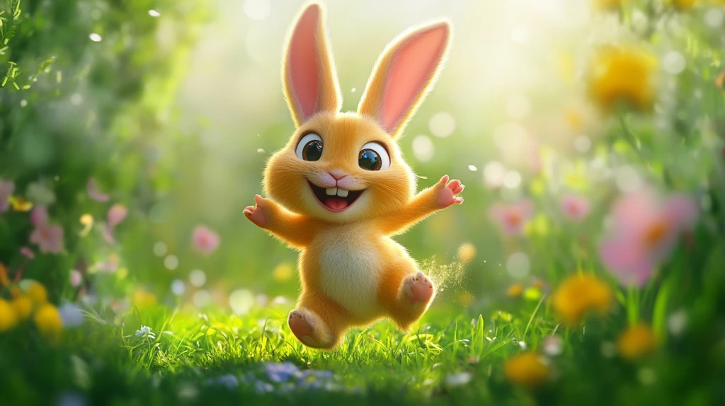 小兔粉色耳跃花园