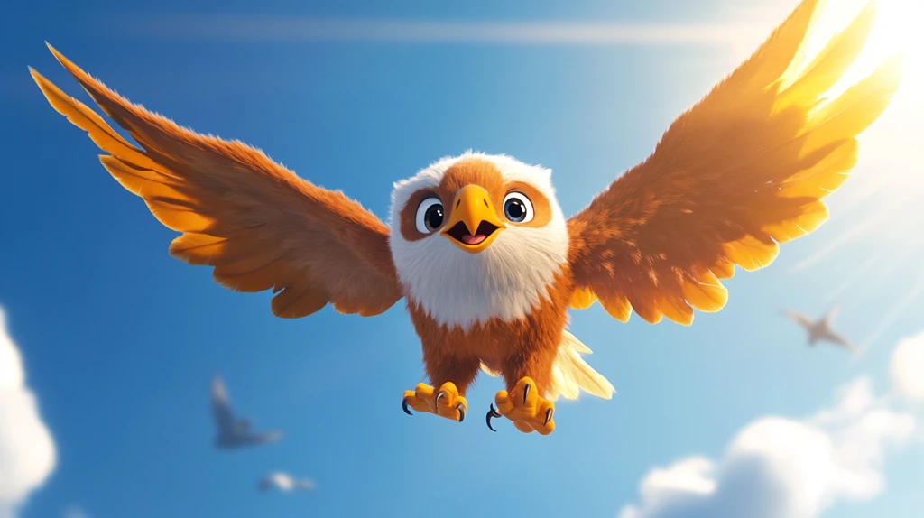 小鹰展翅蓝天飞