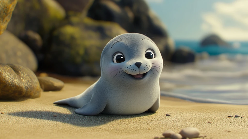 小海豹海滩滑行