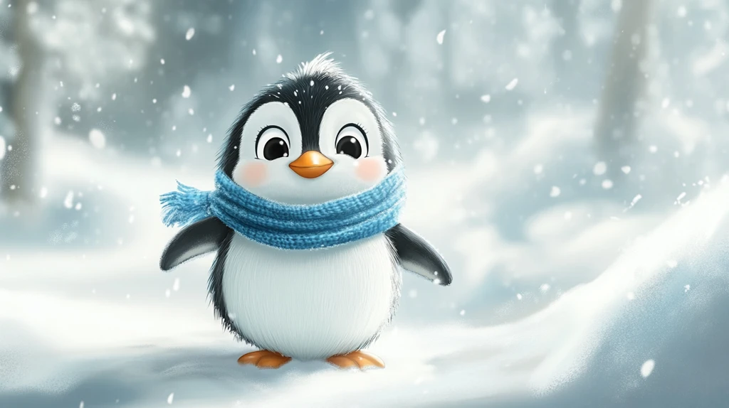 小企鹅雪地微笑