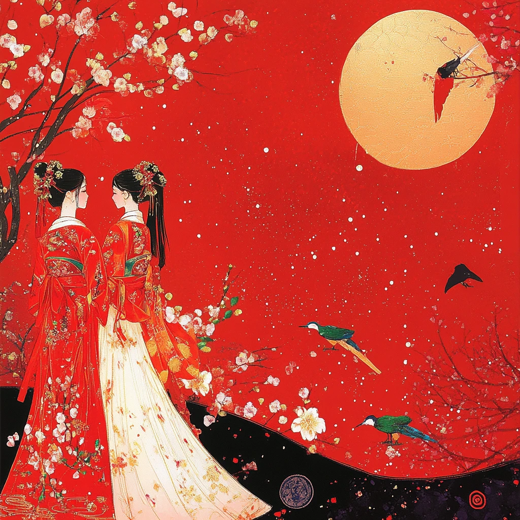 红衣少女设计古风