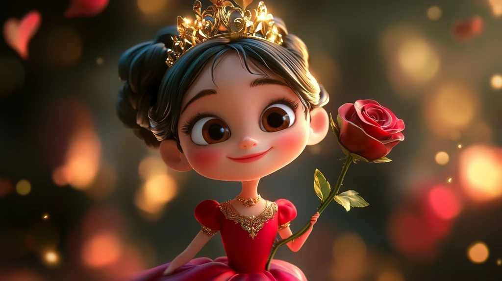 小公主的红裙与金冠