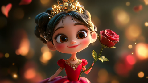 小公主的红裙与金冠