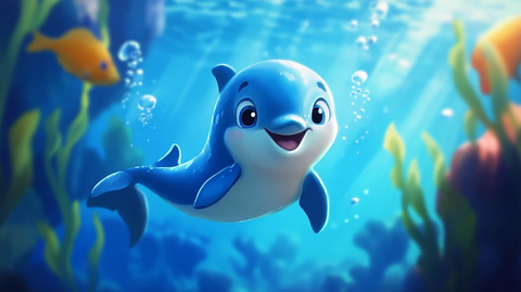 小海豚畅游蓝海