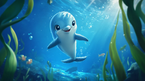 小海豚游过蓝海