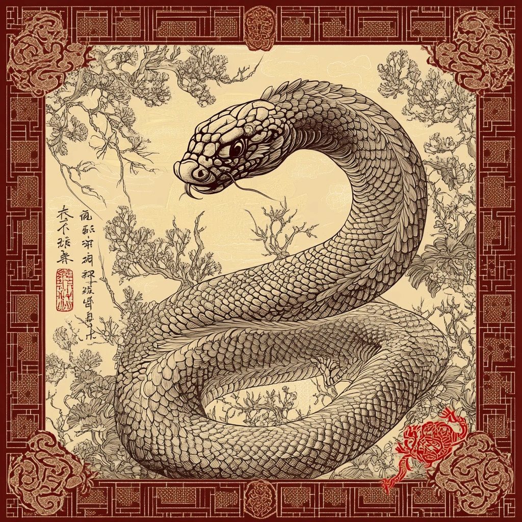 蛇生肖挂画