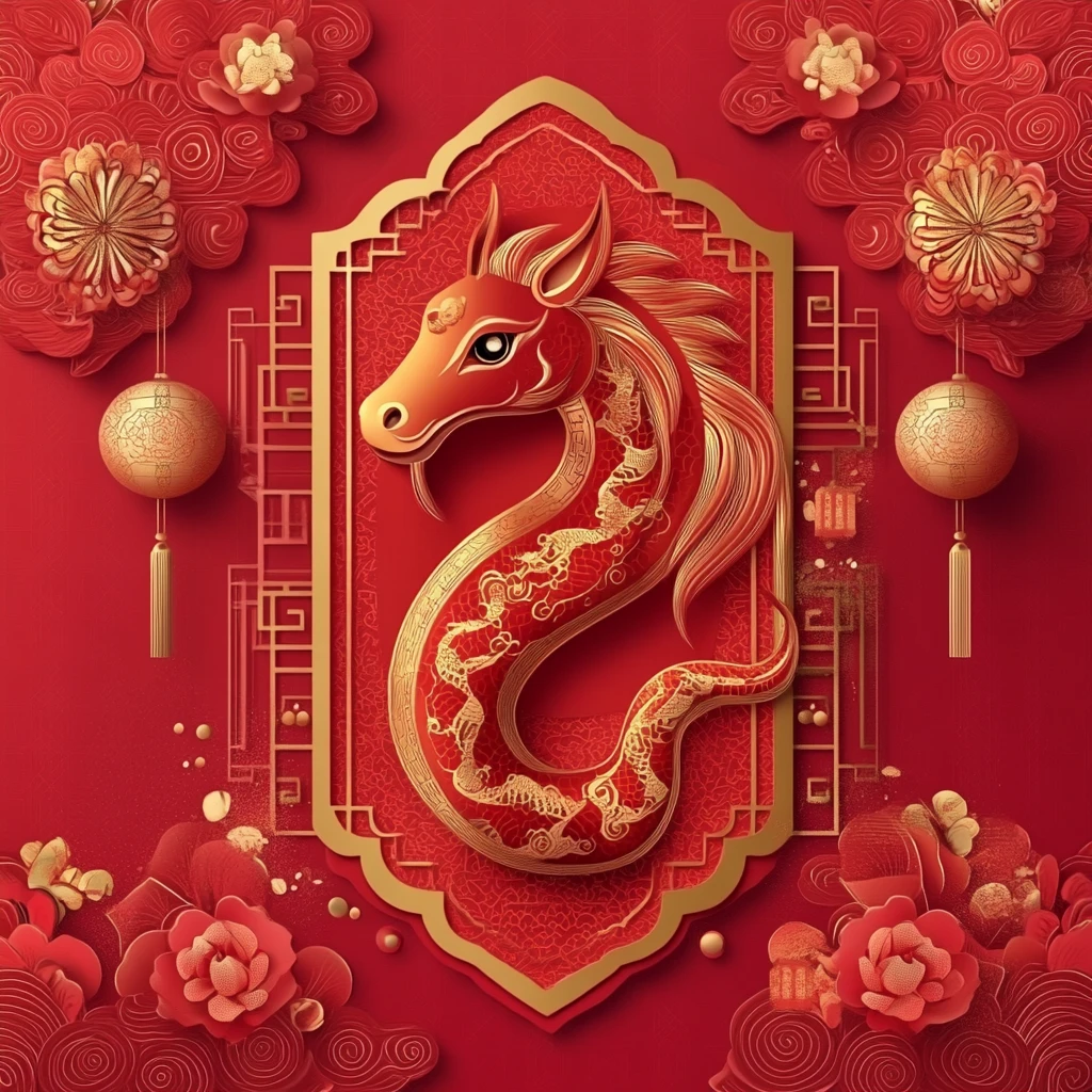 龙年红金渐变插画