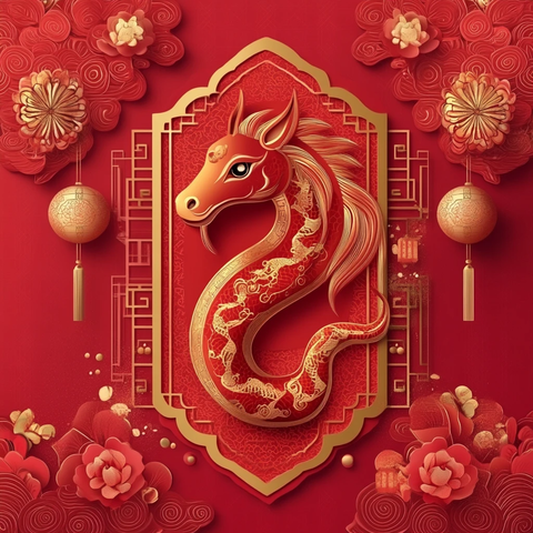 龙年红金渐变插画