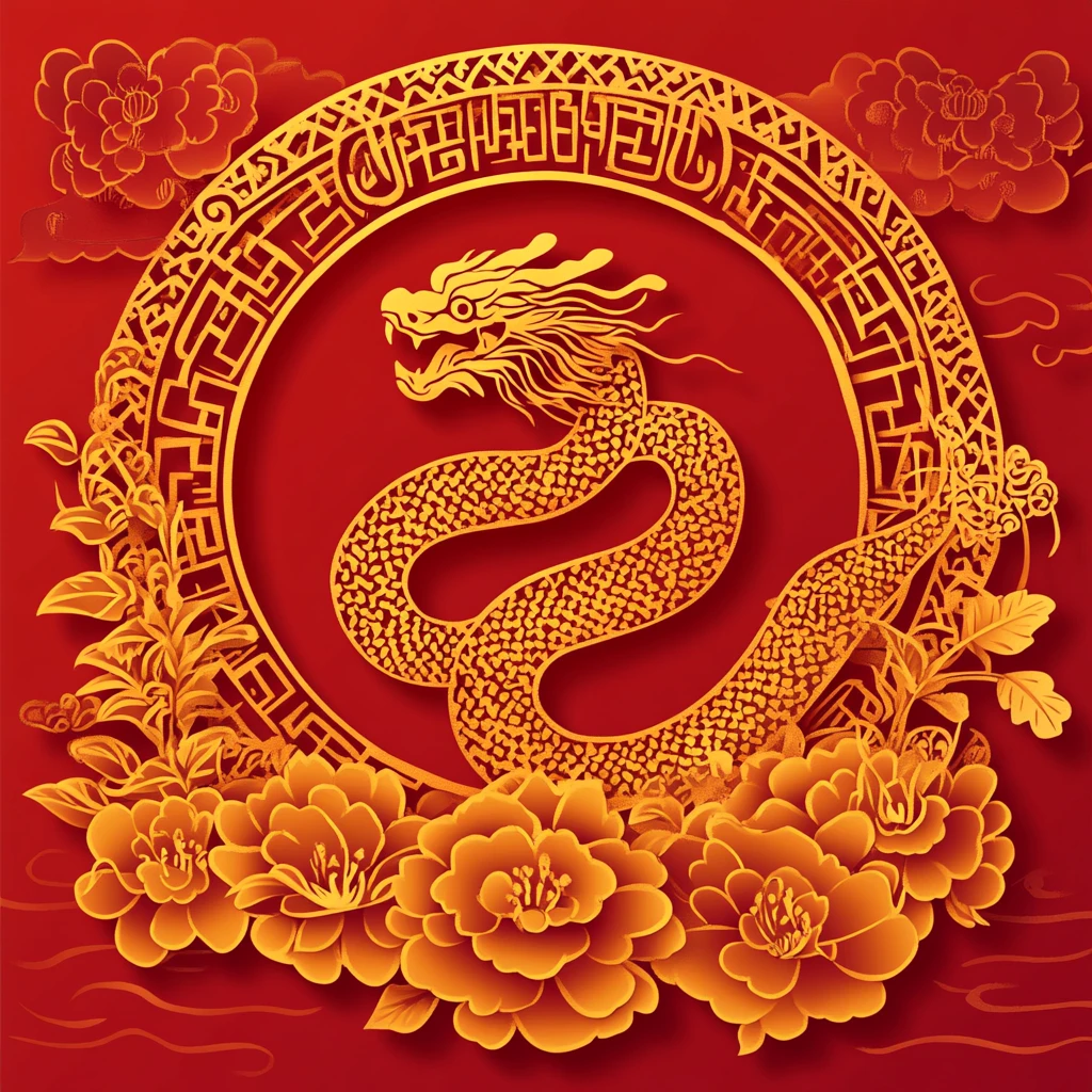 龙年红金渐变插画