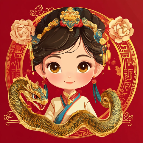 龙年小女孩插画