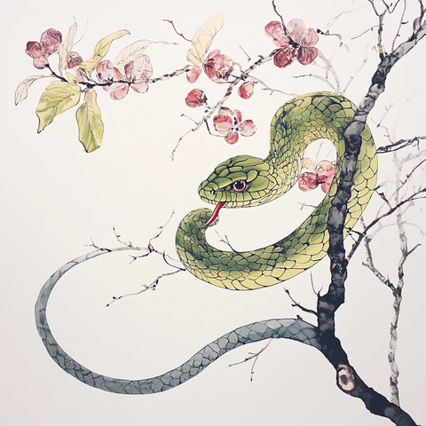 蛇年月份系列插画