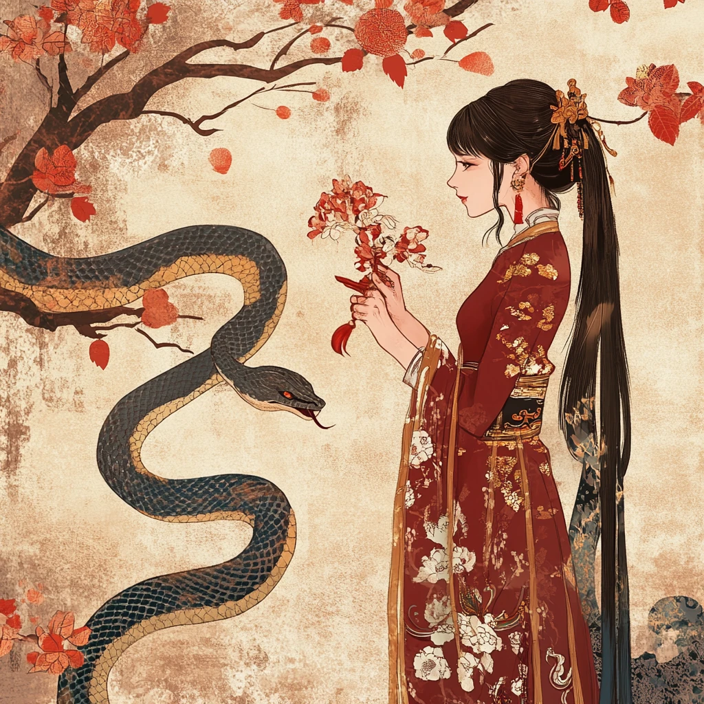 蛇年迎春传统绘图