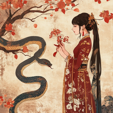 蛇年迎春传统绘图