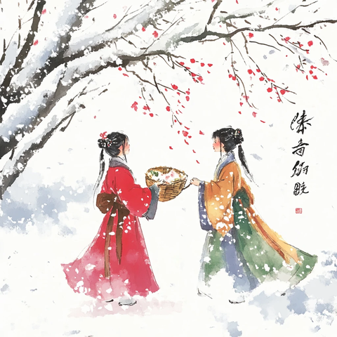踏雪寻梅故事图