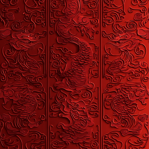 屏风背景云纹漆器