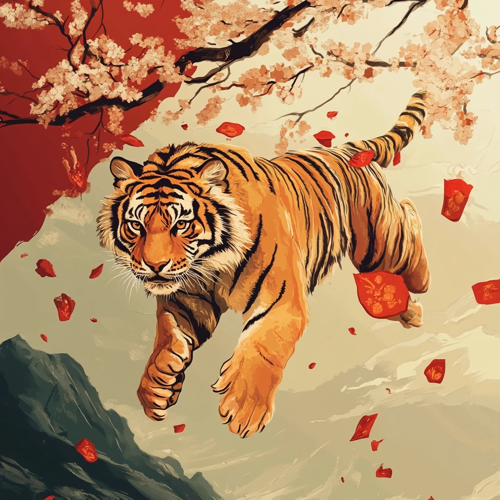 虎年吉祥猛虎下山新年