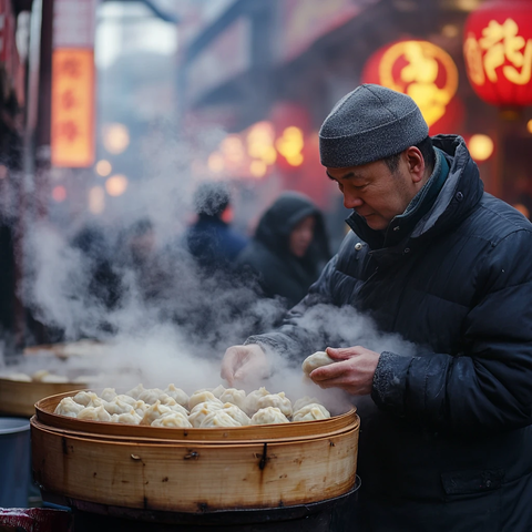 热气腾腾的粘豆包