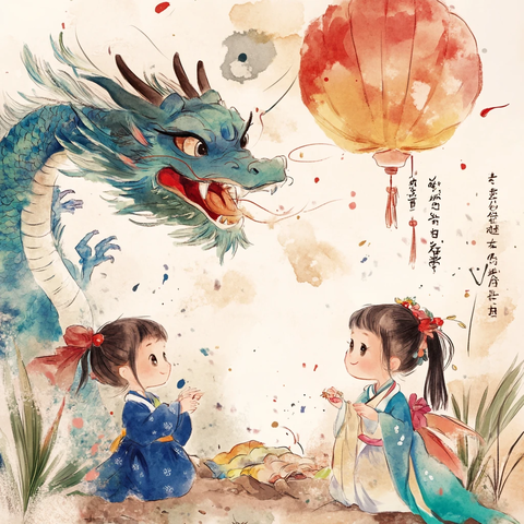 龙年小女孩插画