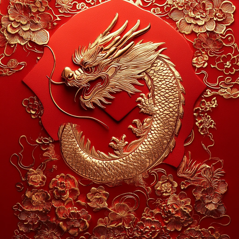 龙年红金渐变插画