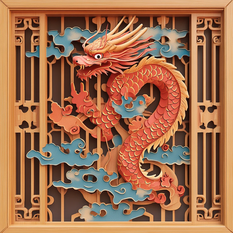 木浮雕龙