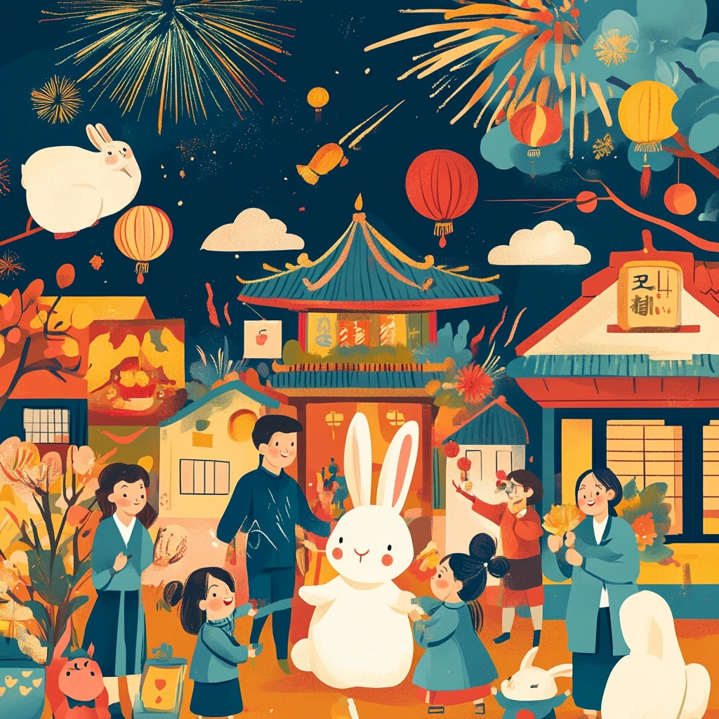 兔年元宵节插画
