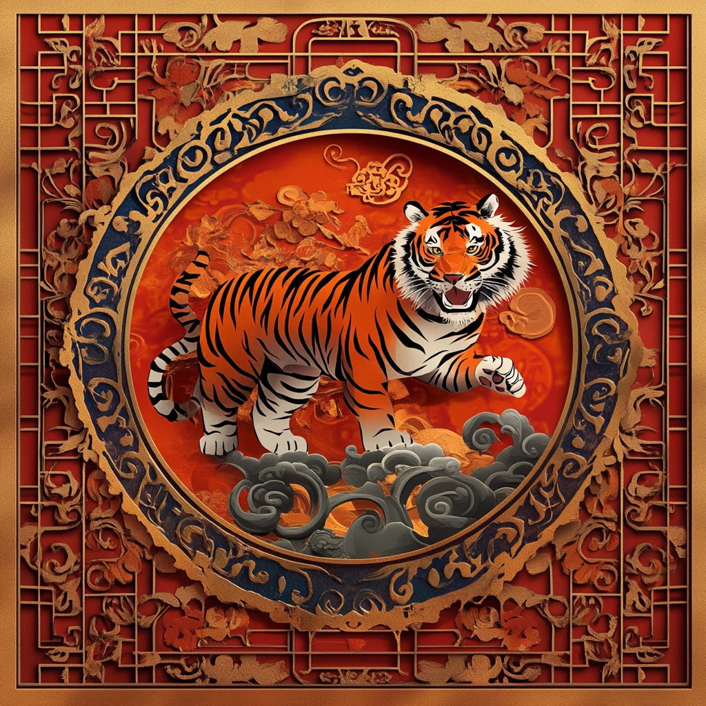 中式寅虎图案