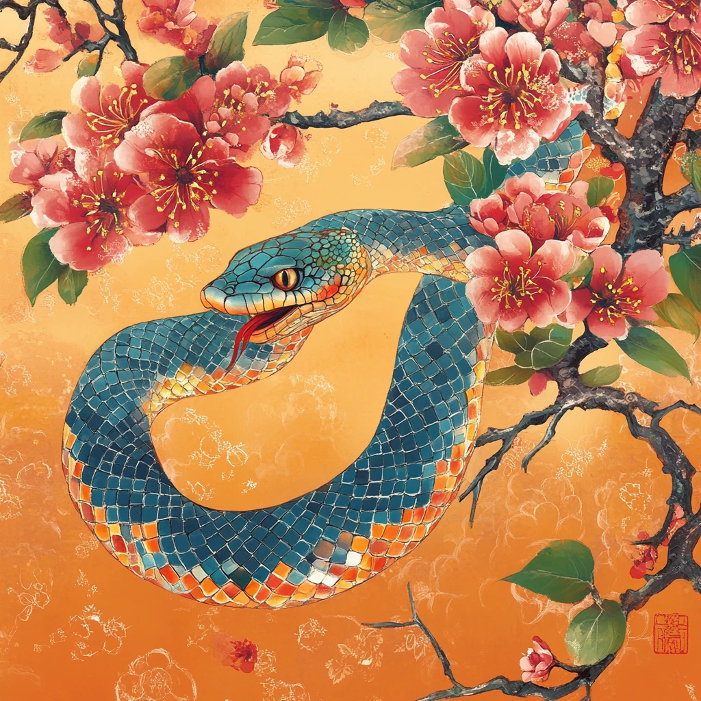 蛇年月份系列插画