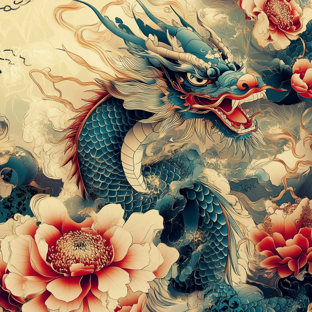 龙凤呈祥喷绘插画高清