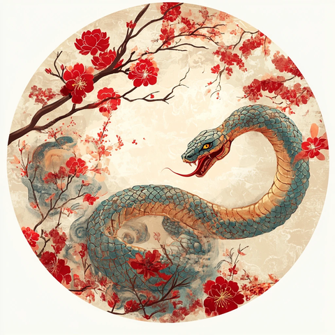 十二生肖蛇插画