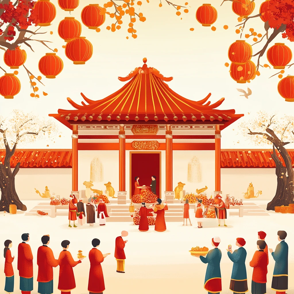 古代新年祭祖场景