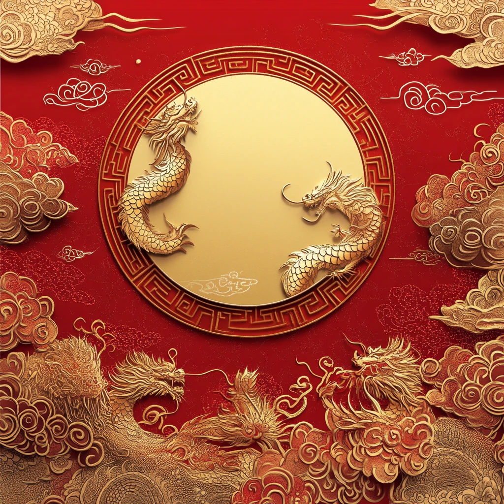 龙年红金渐变插画