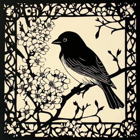 喜鹊花草木刻