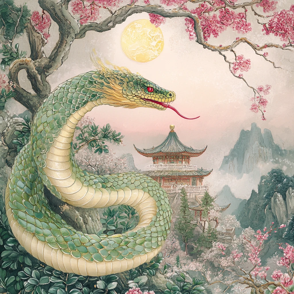 蛇年月份系列插画