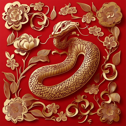 蛇年剪纸插画