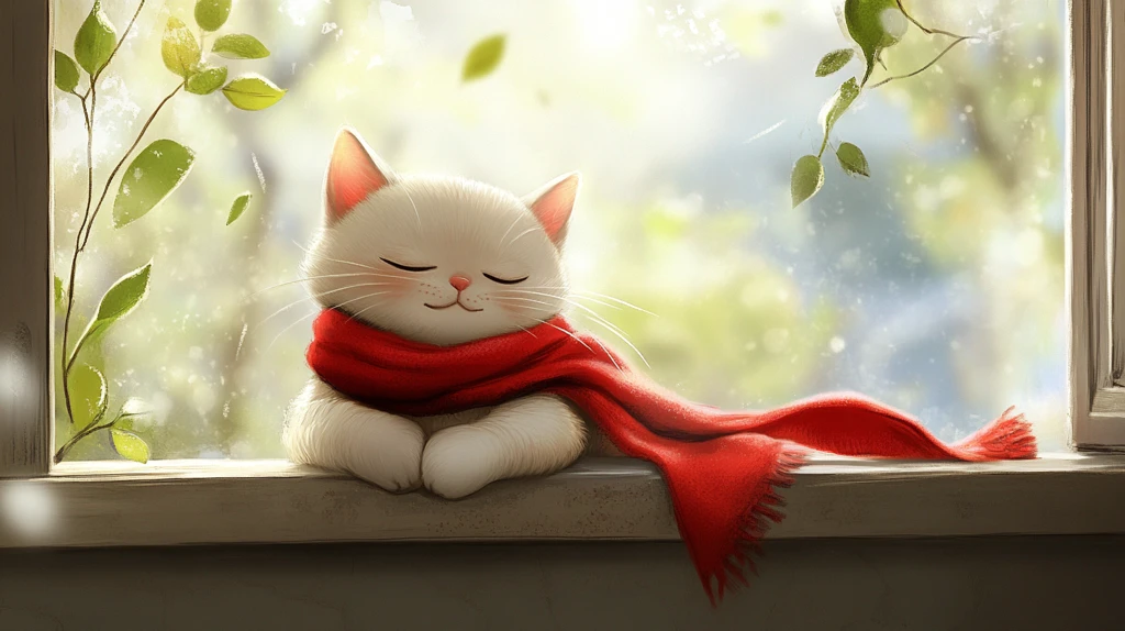 晒太阳的猫插画