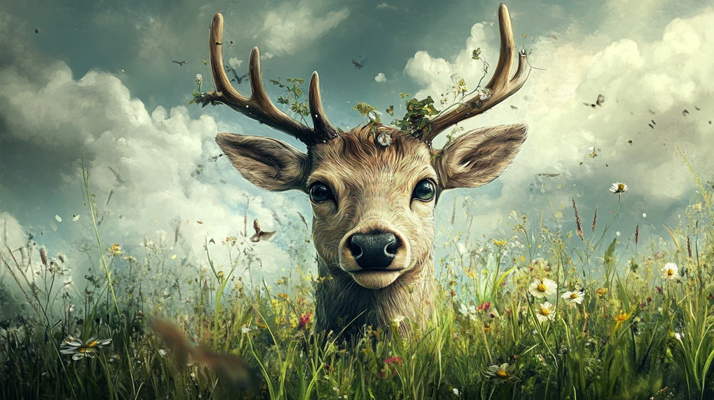 麋鹿飞鸟装饰画