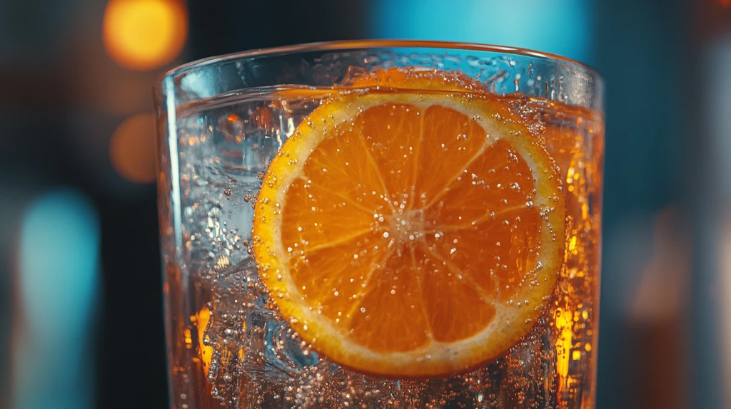 橙汁玻璃杯特写