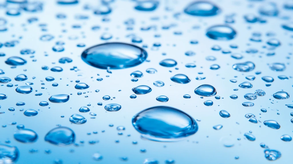 蓝色背景上的水珠