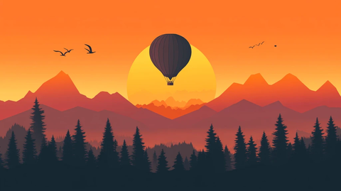 山风景插画包装