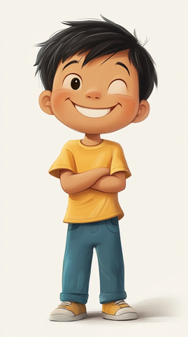 版手绘微笑男孩男生
